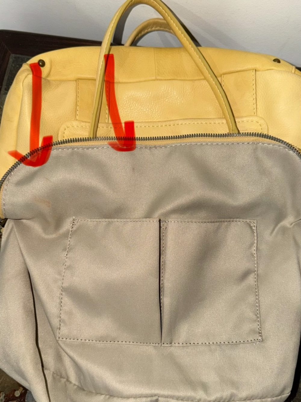 American Leather Co. Lemon Yellow Leather Hobo Shoulder Bag - Picture 4 of 7